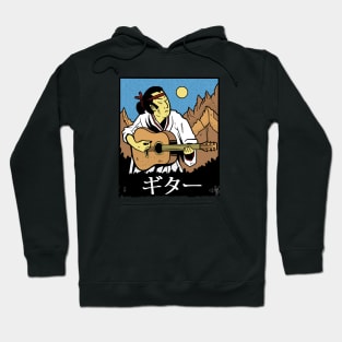 Vintage Japanese Samurai Playing Guitar Hoodie